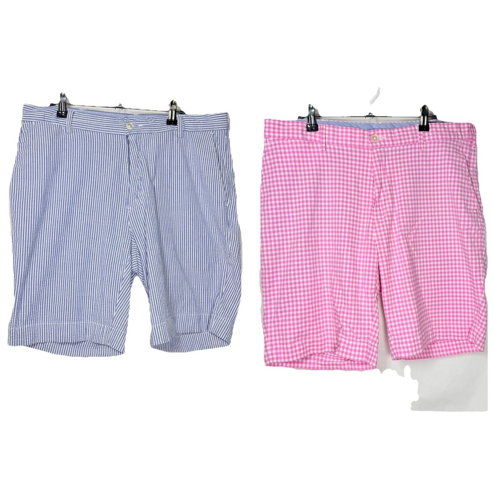 Polo Ralph Lauren Stretch Classic Fit Seersucker Shorts Lot 2 Pink Blue 34